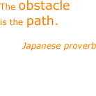 The obstacle is the path. - Japanese proverb